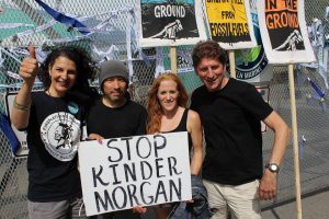 Shirley Samples, far left, protests at the Kinder Morgan Oil Refinery 